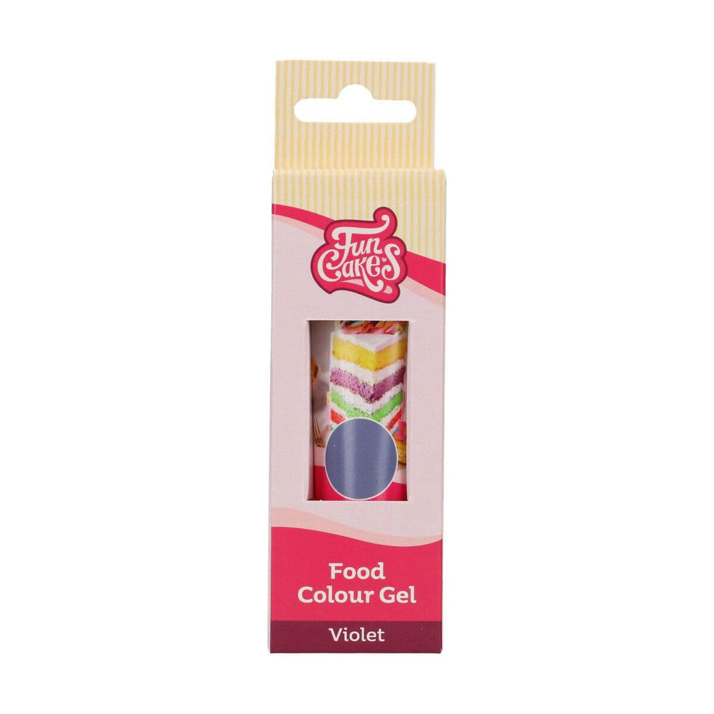 Gel Colorant Alimentaire Violet Funcakes : Colorant alimentaire hautement concentré pour pâte, crème, fondant, pâte d'amande, pâtisseries, dosage facile, gouttes individuelles pour créer des couleurs éclatantes, Halal, 30g