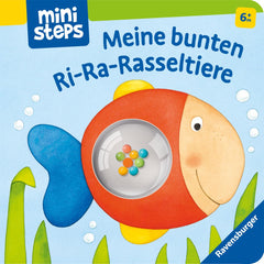 Animalele mele colorate cu clopoței Ri-Ra - carte cu clopoței pentru copii de la 6 luni, carte pentru copii, carte de joacă: de la 6 luni Jucarii Bebe Naty Shop