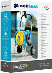 CELLFAST Chariot de Tuyau d'arrosage à 2 Roues Enrouleur de Tuyau d'arrosage résistant à la Corrosion Empêche la Pliage du Tuyau 1/2" 45 m Aluplus