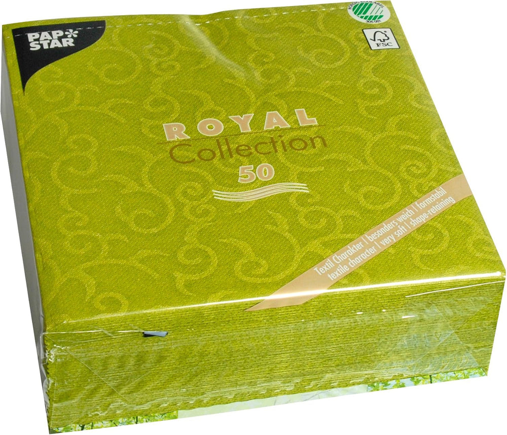 PAPSTAR 50 Serviettes Collection ROYAL pli 1/4 40 cm x 40 cm Vert Olive Casali 84883 Serviettes Décoratives Décorations de table pour mariages, baptêmes et restauration