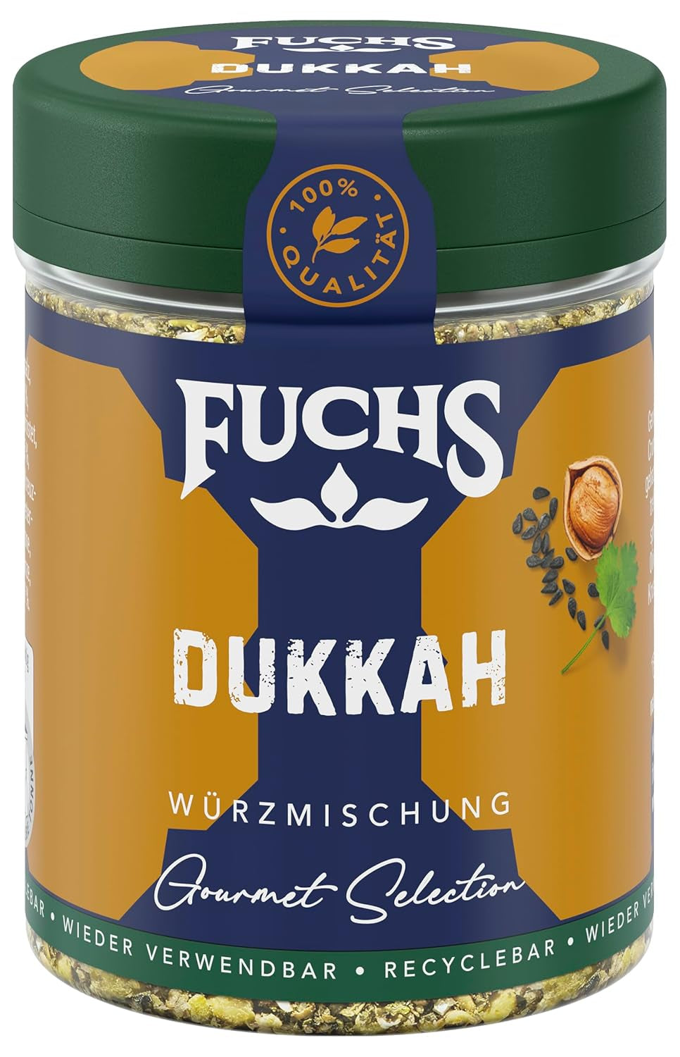 Fuchs Gewürze Gourmet Selection Naher Osten-Afrika – Dukkah Gewürzmischung, nachfüllbarer Gewürz Mix, zum Verfeinern von Fisch und Lamm, végétalien, 50 g