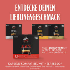 Caffè Vergnano 1882 - Café expresso compostable, compatible avec Nespresso, Cremoso (crémeux) - Packung Enthält 100 Kapseln