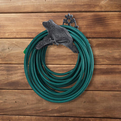 Support pour tuyau d'arrosage Relaxdays, en fonte, motif grenouille, nostalgique, support pour tuyau, HxLxP : 19 x 27 x 17 cm, gris