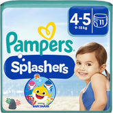 Couches de bain jetables Pampers Splashers Baby Shark édition limitée 4-5, 11, 9 kg-15 kg, pour une protection sûre dans l'eau