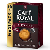 Café Royal Ristretto – Capsules de café compatibles Nespresso®, 100% Arabica, torréfaction intense, foncée, intensité 11/12, Rainforest Alliance, 36 capsules