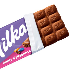 Chocolat Milka aux lentilles colorées au cacao - Chocolat au lait alpin aux lentilles croquantes au chocolat - 100g