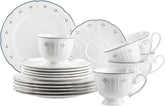 Mäser Lova Series Service à café en porcelaine 18 pièces – 6 assiettes à dessert (19,5 cm), 6 tasses (19 cl) et 6 soucoupes (15,5 cm), Bleu