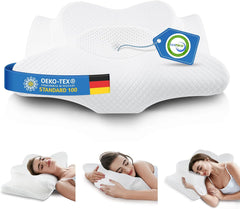 Oreiller cervical Oreiller orthopédique Oreiller en mousse à mémoire de forme Oreiller ergonomique pour la tête Oreiller de soutien du cou Oreiller anti-impact latéral pour dormeurs sur le côté, le dos et le ventre Blanc Oreillers orthopédiques cervicaux Naty Shop Blanc 62 X 40 Cm