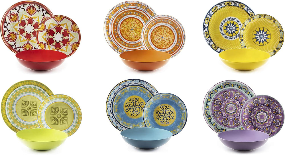 Set de veselă Excelsa ETNO Chic, porțelan, multicolor, 21 piese