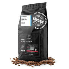 KING'S COFFEE - BLACK EDITION - 1 kg de grains de café crème intense - Café à faible acidité - Torréfaction en petits lots d'Italie - Grains d'espresso Arabica forts (mélange) pour machines entièrement automatiques et porte-filtres