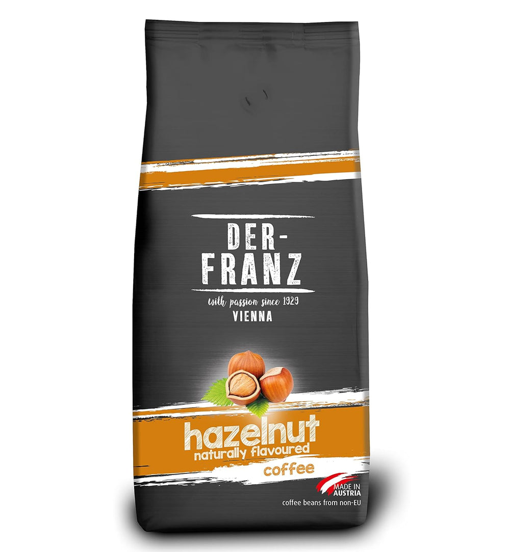 Der-Franz Kaffee, Mélange d'Arabica et Robusta, Geröstet, Ganze Bohne aromatisiert mit natürlicher Haselnuss UTZ, 1000 g