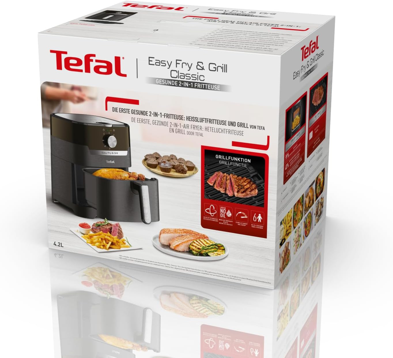 Tefal EY5018 Easy Fry & Grill Classic Air Fryer, tehnologie 2 în 1 (Air Fryer și Grill), XL, 4,2 litri pentru 6 porții, 1550 watti Electrocasnice Naty Shop