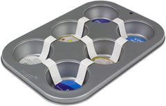 Moule à muffins en acier au carbone antiadhésif à 6 trous CSB108, acier inoxydable, argent, 28,9 x 17,7 x 3,1 cm Moules et plateaux de cuisson Naty Shop
