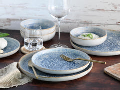 CreaTable, 21652, série Uno Mykonos, service de table 12 pièces, service d'assiettes en porcelaine, passe au lave-vaisselle et au micro-ondes, fabriqué au Portugal