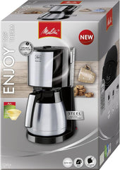 Melitta Enjoy Top Therm - Machine à expresso avec filtre et carafe thermique en acier inoxydable, pour jusqu'à 10 tasses de café, noir/acier inoxydable