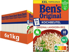 Riz à grains longs BEN'S ORIGINAL™, bouilli en sachet, 10 minutes, 6 x 1 kg