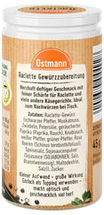 Ostmann Gewürze - Raclette Gewürzzubereitung | Zum Würzen von Käsegerichten | Recycler, nachfüllbare Streudose | 45 g dans du Streuer