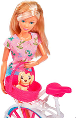 Simba 105739050 - Steffi Love Bike Tour, Steffi et Evi dans leur château à trois étages avec balançoire, meubles et nombreux accessoires, 40 pièces, 102x90x38cm, pour enfants à partir de 3 ans