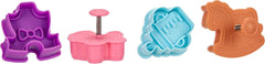 Set d'emporte-pièces et éjecteurs thème bébé, 4 pièces, plastique, multicolore, 13 x 13 x 4 cm, 4 unités