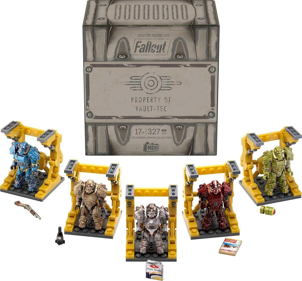 Modèle de figurine d'action MEGA Fallout, collection T-60 Power Armor avec 327 pièces, 5 figurines d'action et accessoires, pour les amateurs