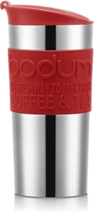 Mug thermique Bodum K11067-04 TRAVEL PRESS SET, double paroi, acier inoxydable, couvercle supplémentaire, 0,35 l, rouge