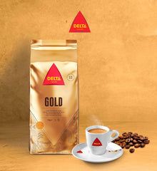 Delta Cafés - Kaffeebohnen Gold - 2 paquets de 1 kg - Intensité 12 - Vollmundige Arabica-Röstkaffebohnenmischung - Sehr spiceisch mit Noten von Honig und Reifen Früchten
