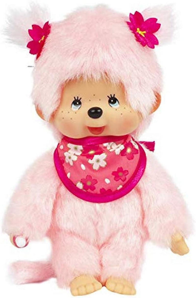 Bandai – Monchhichi Pinky Sakura Rose – Ikonisches Affenkuscheltier der 80er Jahre – Superweiches Kuscheltier 20 cm für Kinder – Spielzeug für Kinder ab 2 Jahren – 24289