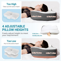 Elviros Oreiller orthopédique en mousse à mémoire de forme Oreiller pour douleurs cervicales Oreiller de couchage Oreiller cervical ergonomique Oreiller de soutien du cou Oreiller anti-ronflement pour dormeurs latéraux Dormeurs sur le ventre Oreillers orthopédiques cervicaux blancs Naty Shop