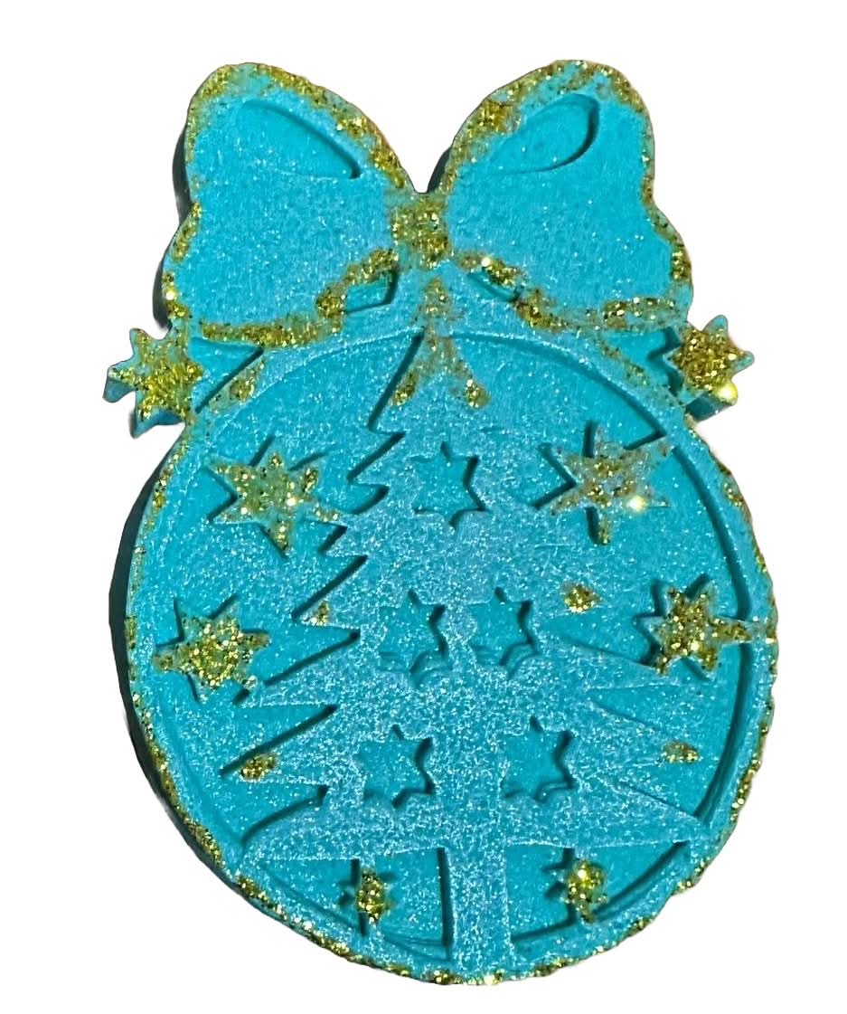 Decoratiune comestibila din zahar, Glob de brad, turcoaz Nati Shop