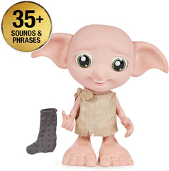 Spin Master 6067280 Wizarding World Harry Potter Poupée-chaussette interactive magique Dobby Elf, plus de 30 sons et phrases, 21,6 cm, jouet pour enfants, noir