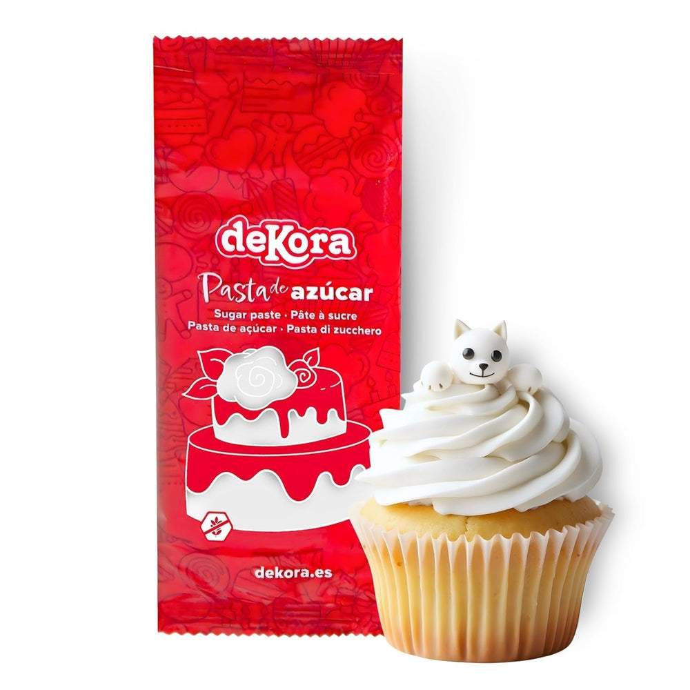 Dekora - Fondant en pâte à sucre blanche 150g - Parfait pour les gâteaux et décorations de pâtisserie - Sans gluten ni lactose - Goût vanille - Doux, flexible et facile à façonner pour des décorations créatives Naty Shop Pâte à Sucre Blanche