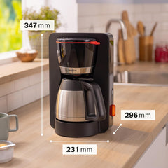 Bosch MyMoment TKA6M273 Machine à expresso à filtre, carafe thermique 1 L, 8-12 tasses, système anti-goutte, porte-filtre rotatif, programme de détartrage, réservoir d'eau amovible, 1200 W, noir mat