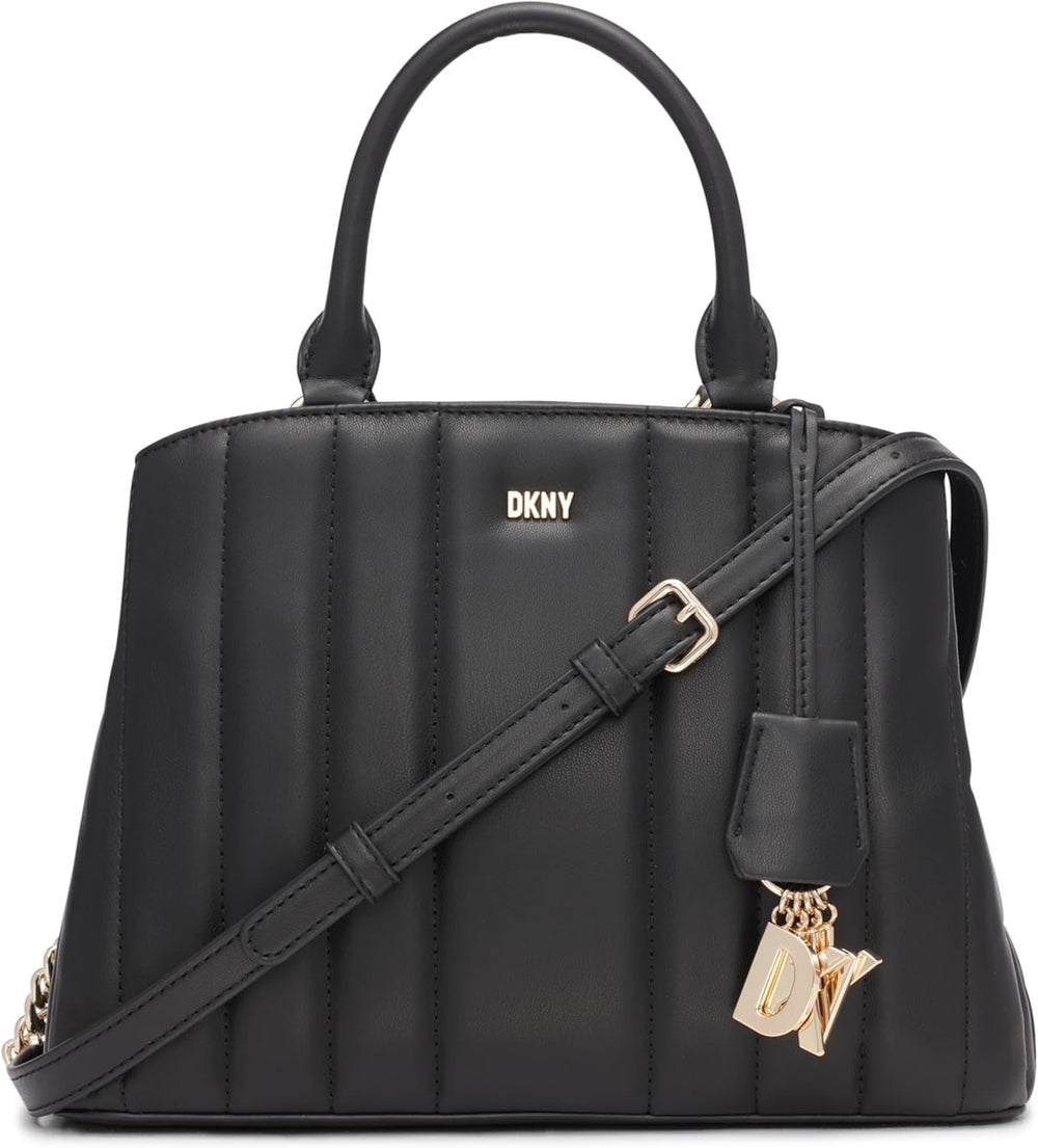 DKNY Chain Lexington Park Medium Logo Chain Satchel, Noir / Or, Taille Unique Sacs Femme Naty Shop Default Title