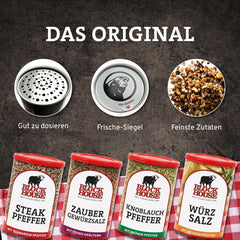 Block House Zaubergewürzsalz, Gewürzmischung für Fleisch, Fisch and Gemüse in Restaurantqualität, 280g Dose mit Streuaufsatz