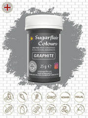 Pâte colorante alimentaire graphite Sugarflair, colorant alimentaire spectral concentré pour crème au beurre, fondant, glaçage, mélanges à gâteaux, macarons et plus encore ! - 25g