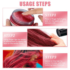 Coloration temporaire des cheveux 4,23 onces de cire de couleur pour hommes femmes lavable couleur naturelle pommade teinture capillaire instantanée pour fête cosplay Halloween (rouge) Naty Shop Hair Dye