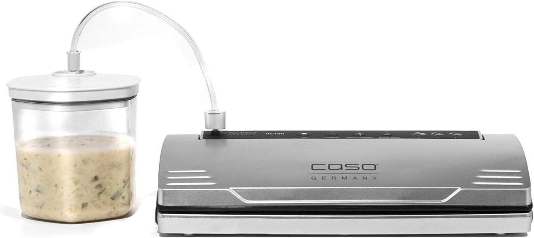 Set de recipiente de vid CASO, recipient rezistent la rupere și la spălarea vaselor, 3 recipiente de vid pentru alimente sensibile la presiune și lichide, potrivite pentru toate sigilatoarele de vid CASO cu conexiune pentru furtun, stivuibile Cutii depozitare alimente Naty Shop