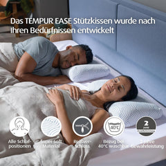 Oreiller de couchage en mousse à mémoire de forme TEMPUR EASE, oreiller ergonomique de soutien du cou pour toute position de sommeil, soutien ferme, 50 X 31 X 10/5 cm, blanc Naty Shop Oreillers standard