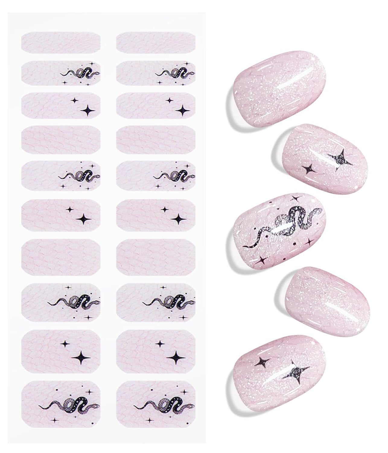 JMEOWIO Nagelfolie UV Härtend Schlange Stern UV Gel Nail Strips Nagelsticker Nagelaufkleber Nail Art Dekoration Nageldesign Zubehör