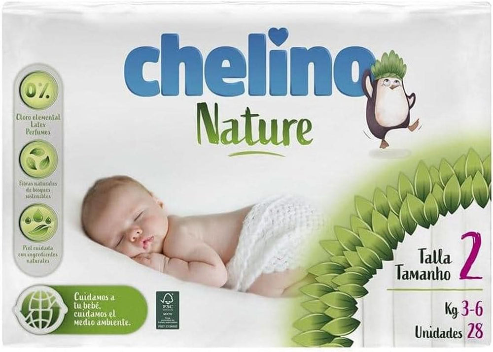 Couche Chelino Nature, taille 2, 3 - 6 Kg, 28 couches Mère et Enfant Naty Shop Taille 2 (Lot de 28)