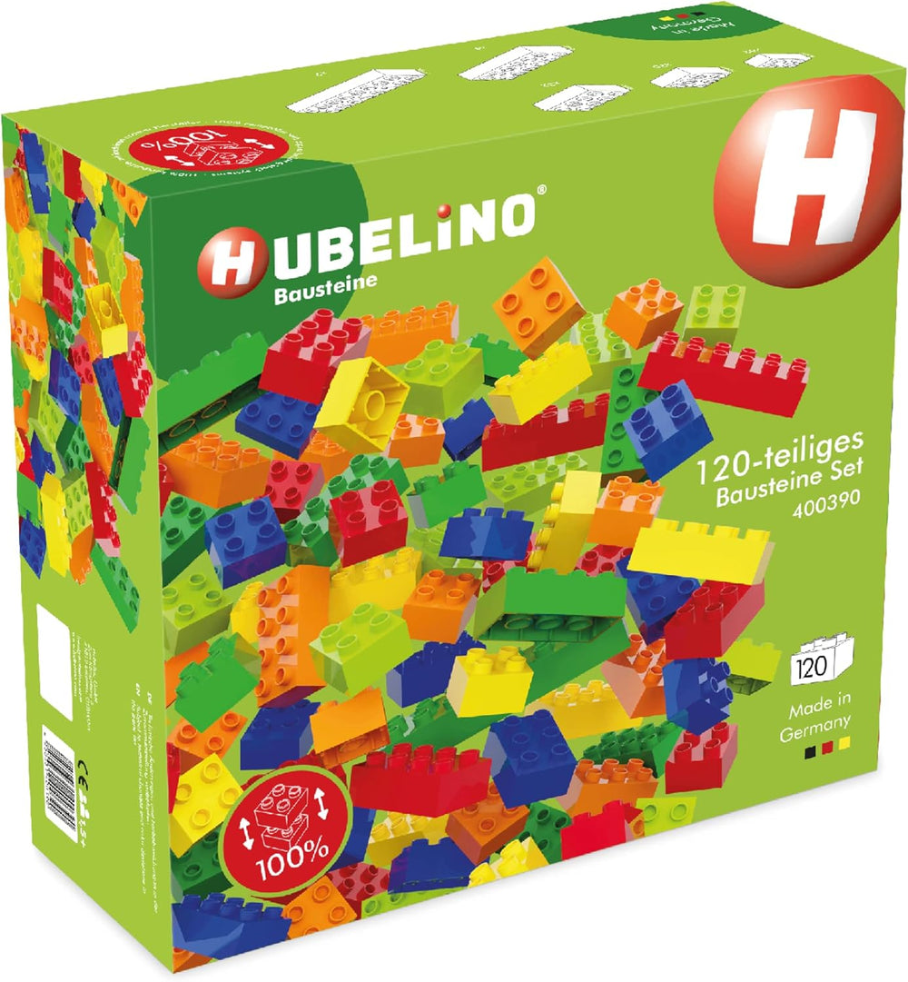 Hubelino #400390 Ensemble de 120 pièces de bausteine, compatible avec les gros bausteinen et autres artisans, fabriqué en Allemagne