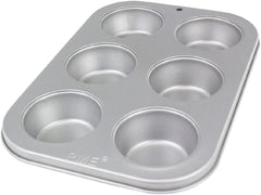 Moule à muffins en acier au carbone antiadhésif à 6 trous CSB108, acier inoxydable, argent, 28,9 x 17,7 x 3,1 cm Moules et plateaux de cuisson Naty Shop