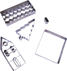 Ensemble d'emporte-pièces en forme de maison en pain d'épices de Noël, argent