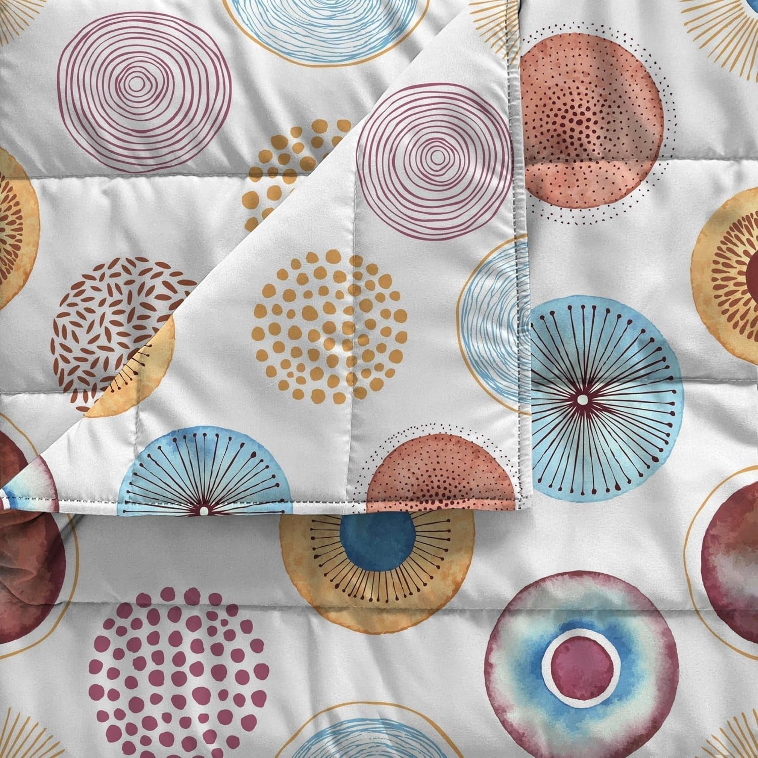 Lenjerie de pat italiană cuvertură de vară de bază, microfibră imprimată, 250X240Cm, cerc Plapumi si pilote Naty Shop