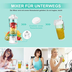 Mixeur Smoothie Maker to Go, Mini batteur sur socle avec 6 couteaux en acier inoxydable, support avec plateau, mélangeur électrique portable USB bouteille de 600 ml, mélangeur Shaker Slushy Maker eau potable Bucatarie Naty Shop