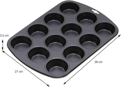 Original Kaiser Inspiration Muffinform-Set 2-Teilig, Muffinblech Mit Xmas Papierbackförmchen Für 12 Muffins, 38 X 27 Cm, Cupcake Form Antihaftbeschichte, Schwarz Moules et plaques à pâtisserie Naty Shop