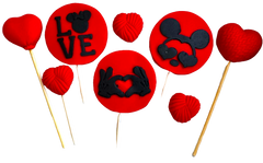 Set 8 decoratiuni comestibile din pasta de zahar, LOVE Decoratiuni din Pasta de Zahar Naty Shop