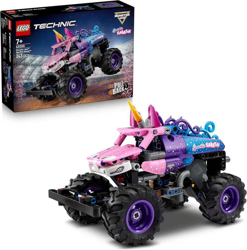 LEGO Technic Monster Jam Sparkle Smash avec moteur à moteur - Jeu de Monstertruck Technic Monstertruck & Einhorn Monster Truck - Créations à partir de 7 ans pour enfants, filles et jeunes - 42220