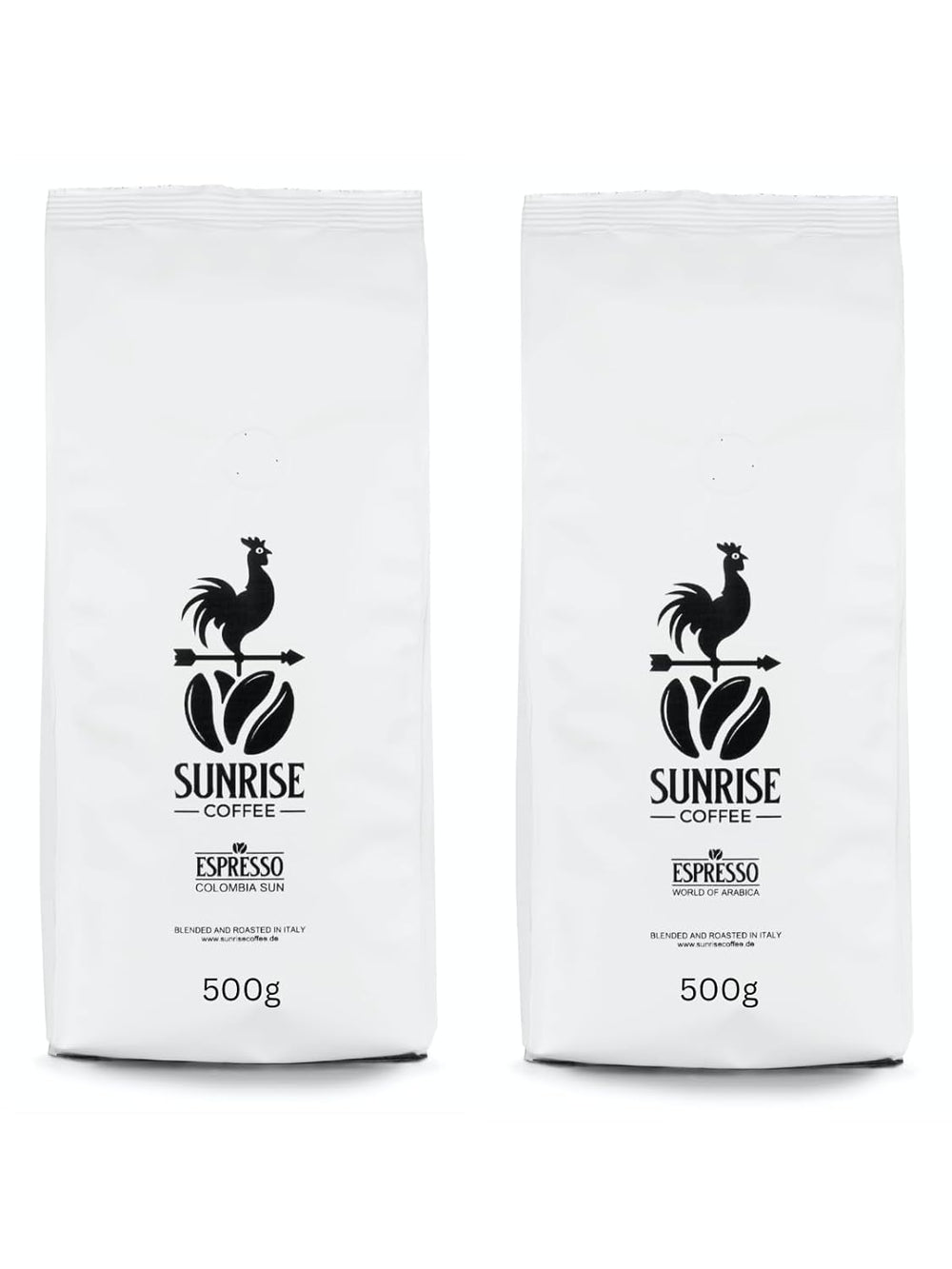 Probierset Espressobohnen 500g Colombia Sun et 500g World of Arabica Ganze Bohnen Geschenk-Set, mittelkräftig geröstet, 1kg
