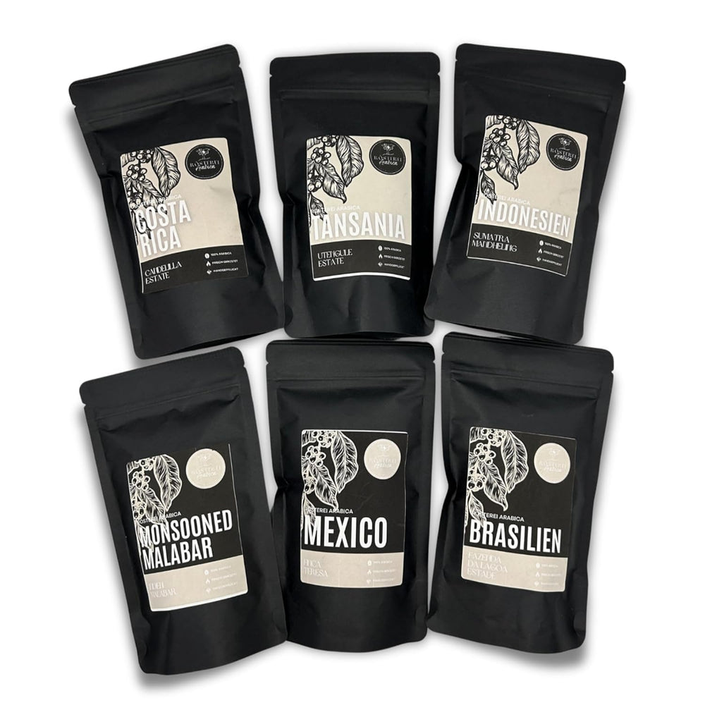 Ensemble Probierset Café et Expresso | Ganze Bohne ou Gemahlen – 6 sortes de café et expresso | Aromatisch & Vollmundig Perfekt zum Testen ou als Geschenk